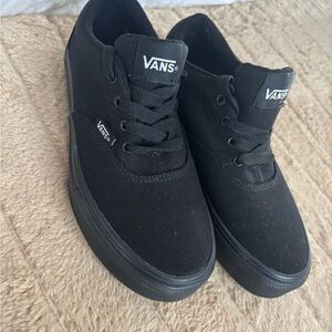Black Low-Top Sneakers with Canvas Upper and Rubber Sole